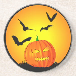 Halloween månejack o lantern underlägg sandsten