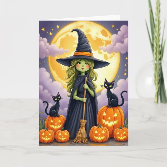 Halloween Månljus Magi Kort (Framsida)