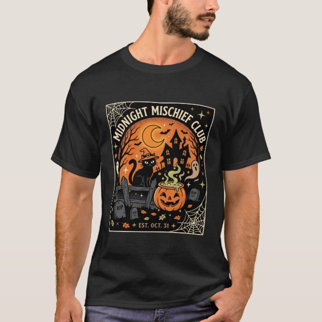 Halloween Månljust Kattspöke_2 T Shirt (Framsida)
