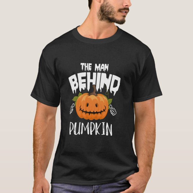 Halloween-mannen bakom pumpan lustigt Pregnan T Shirt (Framsida)