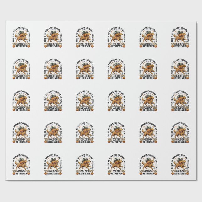 Halloween Människodräkt Golden Retriever Pumpa W Presentpapper (Platt)