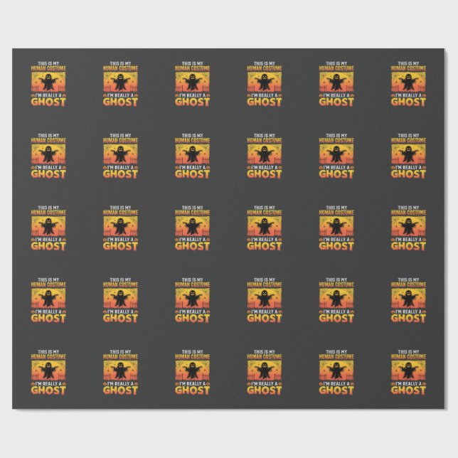 Halloween Människokostym Spöke Vintage Presentpapper (Platt)