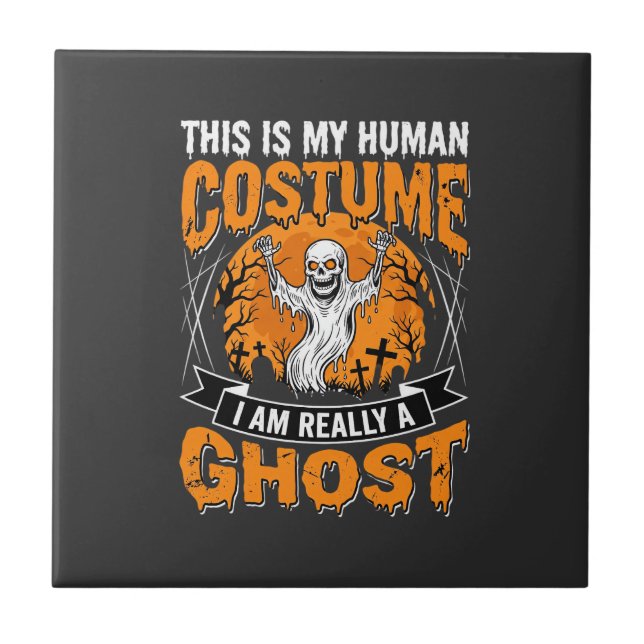 Halloween Människokostym Spöklik Skelletgrafik Kakelplatta (Framsidan)