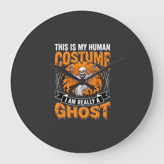 Halloween Människokostym Spöklik Skellettrygg Graf Stor Klocka (Framsida)