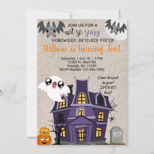 Halloween-mansionen är inte så skrämmande födelsed inbjudningar (Framsida)