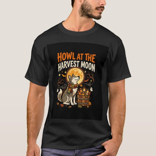 Halloween månsken Hundfirande T Shirt (Framsida)
