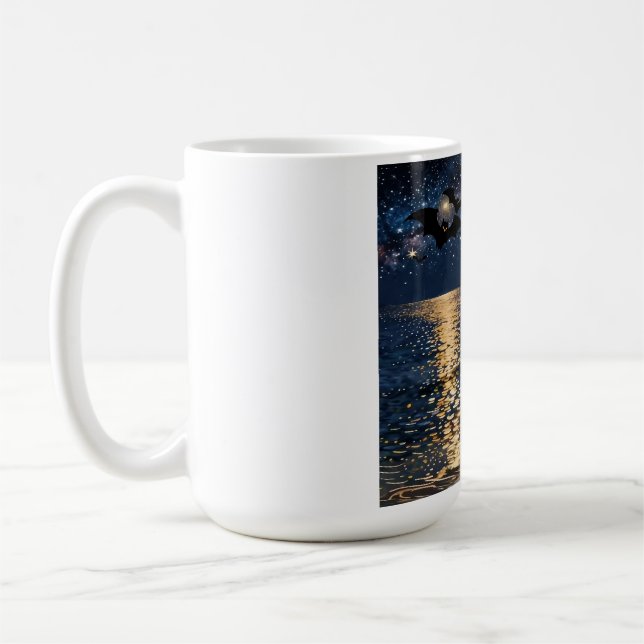 Halloween månsken strand kaffemugg (Vänster)