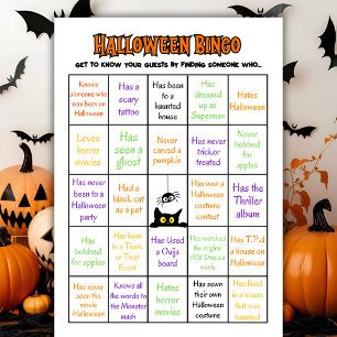 Halloween Mänsklig Bingo Isbrytarspelkort Inbjudningar