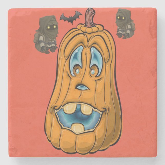 Halloween Marble Stone Underlägg, Pumpkin Stenunderlägg (Framsidan)