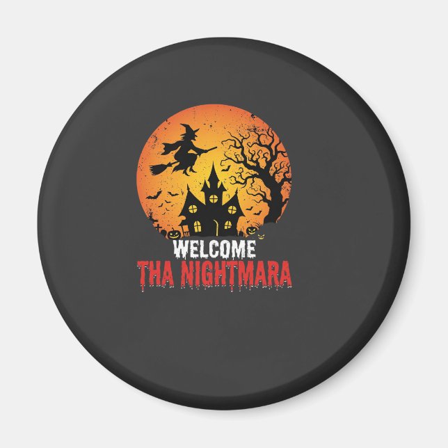 Halloween Mardröm Häxa Spökhus Design Magnet (Framsidan)