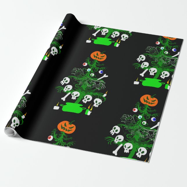 halloween mardröm julgran pumpkin presentpapper (Utrullad)