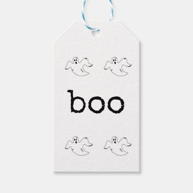 Halloween-märke, godispåse, fest, förmån, Boo-spök Presentetikett (Framsidan)