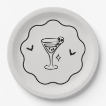 Halloween Martini Dödskalle Pappersfesttallrik