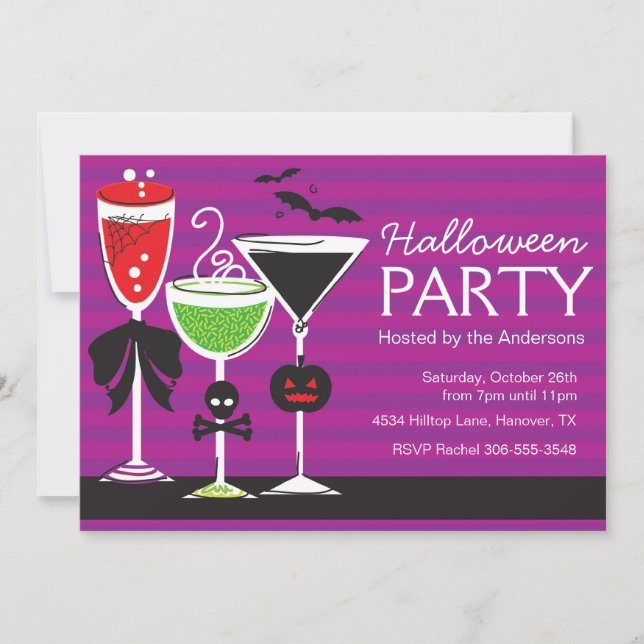 Halloween Martini Midi Party-inbjudan Inbjudningar (Framsida)