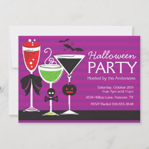 Halloween Martini Midi Party-inbjudan Inbjudningar