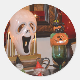 Halloween-mask och Figuriner Runt Klistermärke