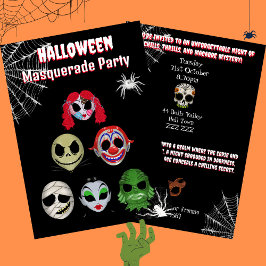 Halloween-maskerad del döljer maskerad inbjudningar