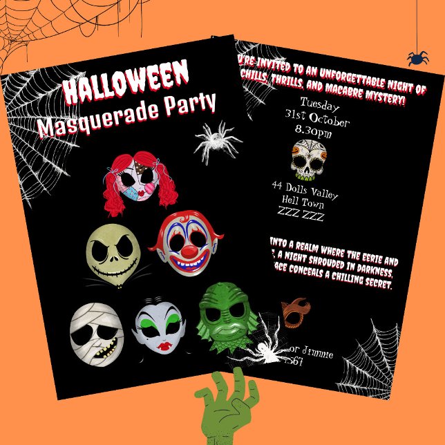 Halloween-maskerad del döljer maskerad inbjudningar (Skapare uppladdad)