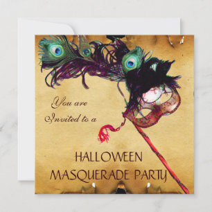 HALLoween MASKERADBAL pergament Inbjudningar