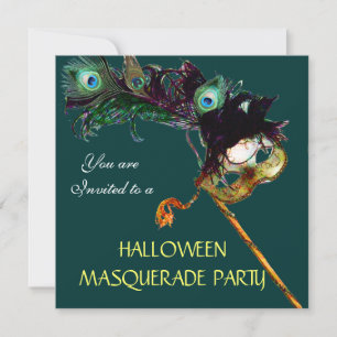 HALLOWEEN MASKERADE FEST, Grön gul Inbjudningar