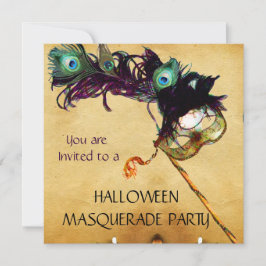 HALLOWEEN MASKERADEFEST black blå vit Inbjudningar