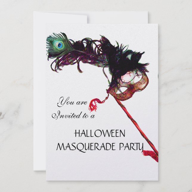 HALLOWEEN MASKERADFEST MASK, vit is Inbjudningar (Framsida)