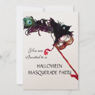 HALLOWEEN MASKERADFEST, metallisk champagne Inbjudningar