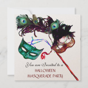 HALLOWEEN MASKERADFEST, Svart Guld Metallisk Inbjudningar