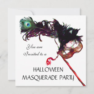 HALLOWEEN MASKERADFEST, Svart Inbjudningar