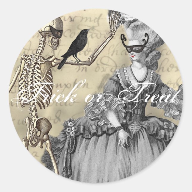 Halloween MasqueraBoll Runt Klistermärke (Framsida)