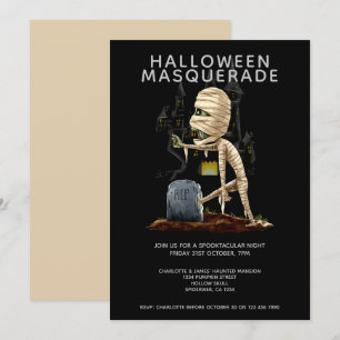 Halloween Masquerade Mummy och Grave Inbjudningar