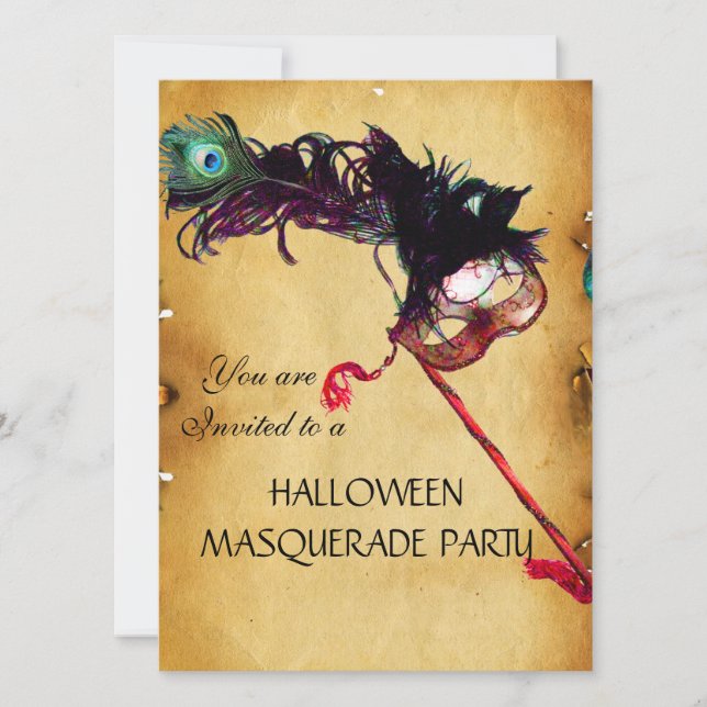 HALLOWEEN MASQUERADE PARTY, parchment Inbjudningar (Framsida)