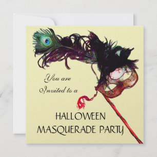 HALLOWEEN MASQUERADE PARTY,Svart Guld Inbjudningar