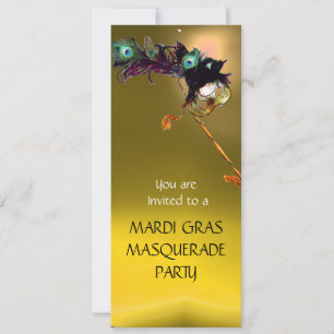 HALLOWEEN MASQUERADEBAL, Gul Orange Inbjudningar