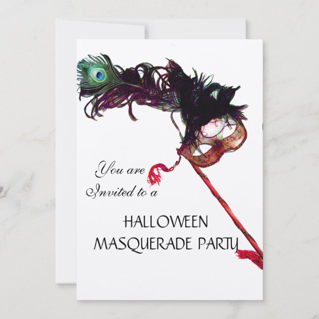 HALLOWEEN MASQUERADEBAL, Svart Guld Inbjudningar (Framsida)