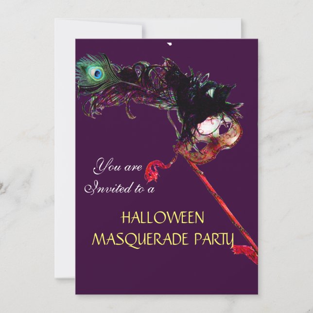 HALLOWEEN MASQUERADEBAL, Svart Inbjudningar (Framsida)