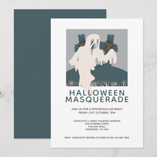 Halloween MasqueraGhost och Grave Personlig Inbjudningar (Fram/baksida)