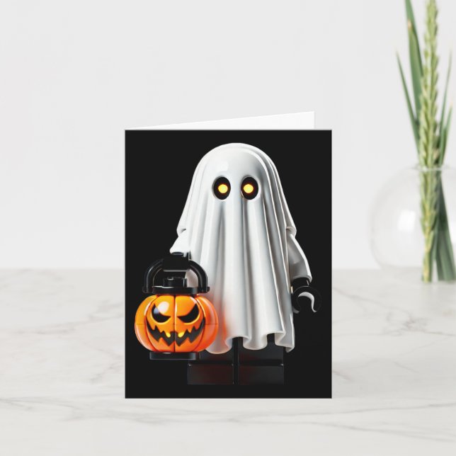 Halloween Master Builder Ghost Kids Byggande block Kort (Framsida)