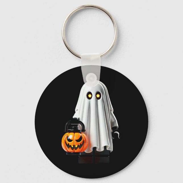 Halloween Master Builder Ghost Kids Byggande block Nyckelring (Framsida)