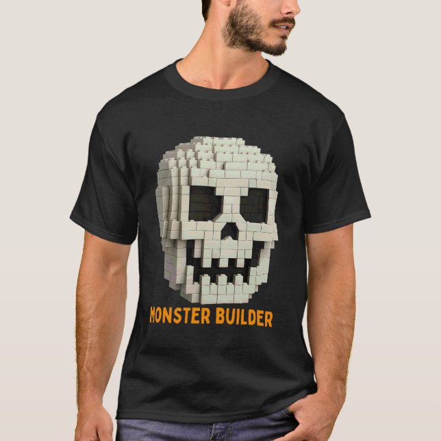 Halloween Master Builder Pumpa Barn Byggnad Block T Shirt (Framsida)