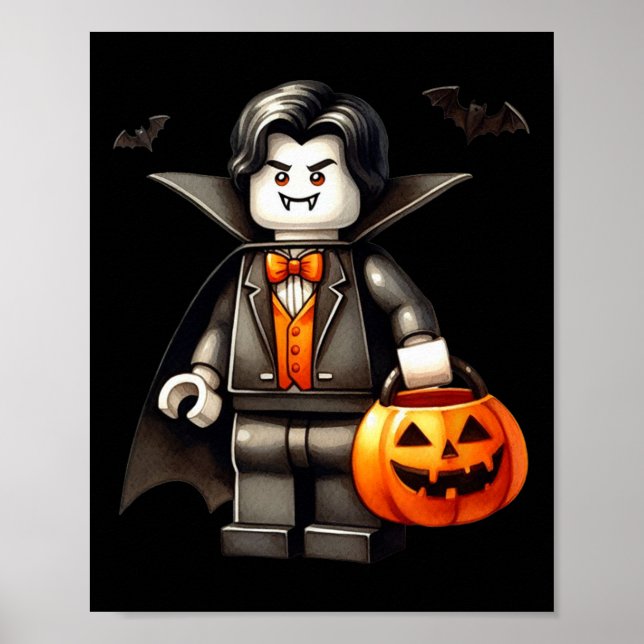 Halloween Master Builder Vampire Kids Byggande Blo Poster (Framsidan)