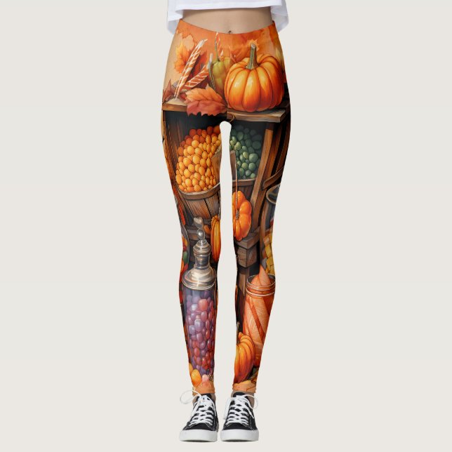 Halloween-maten för festtema  leggings (Framsida)