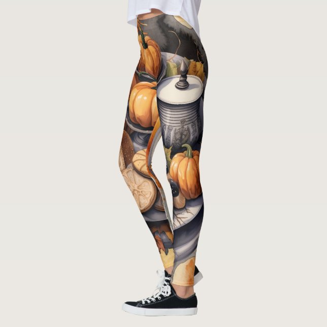 Halloween-maten för festtema  leggings (Vänster)