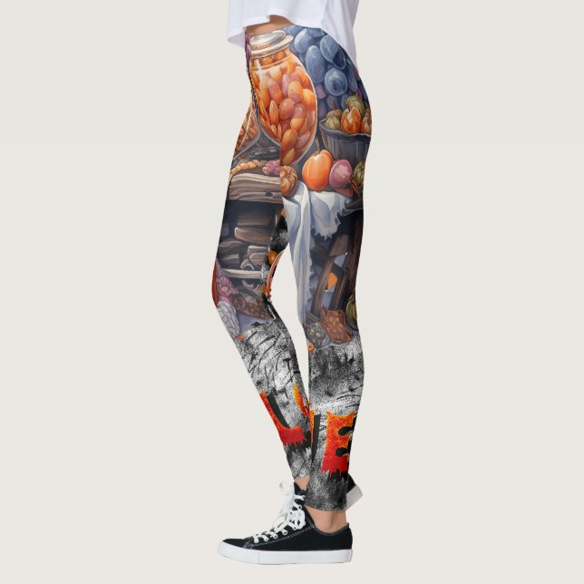 Halloween-maten för festtema  leggings (Vänster)