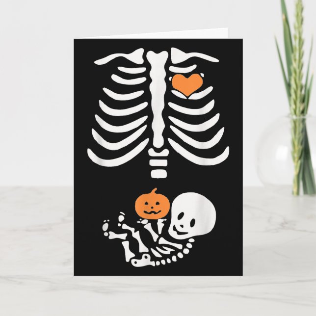 Halloween Maternity Skeleton Baby Heart Pregnancy  Kort (Framsida)