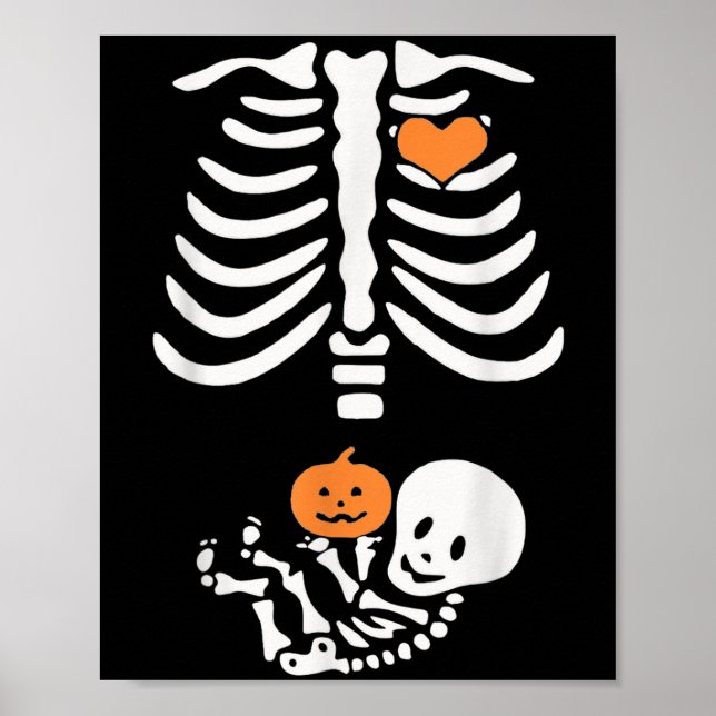 Halloween Maternity Skeleton Baby Heart Pregnancy  Poster (Framsidan)