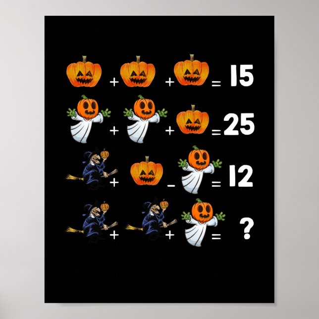 Halloween Math-ekvationer för matlärare Poster (Framsidan)