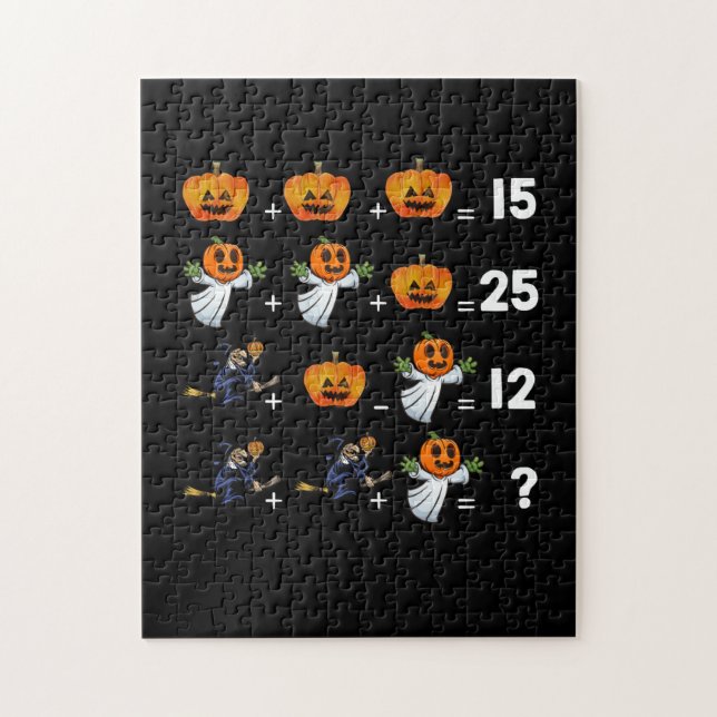 Halloween Math-ekvationer för matlärare Pussel (Vertikal)