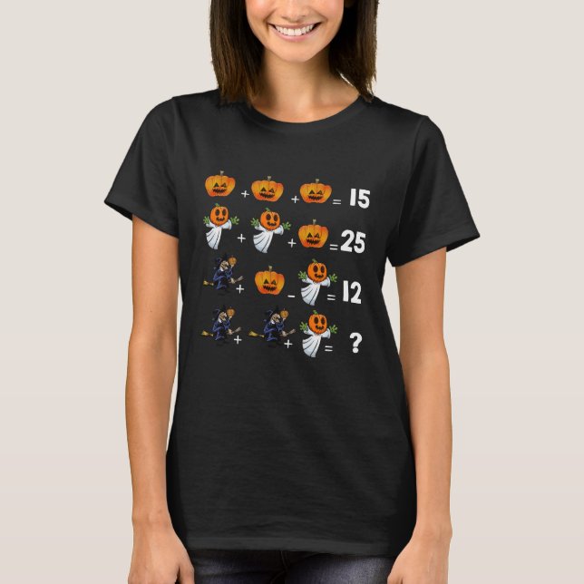 Halloween Math-ekvationer för matlärare T Shirt (Framsida)