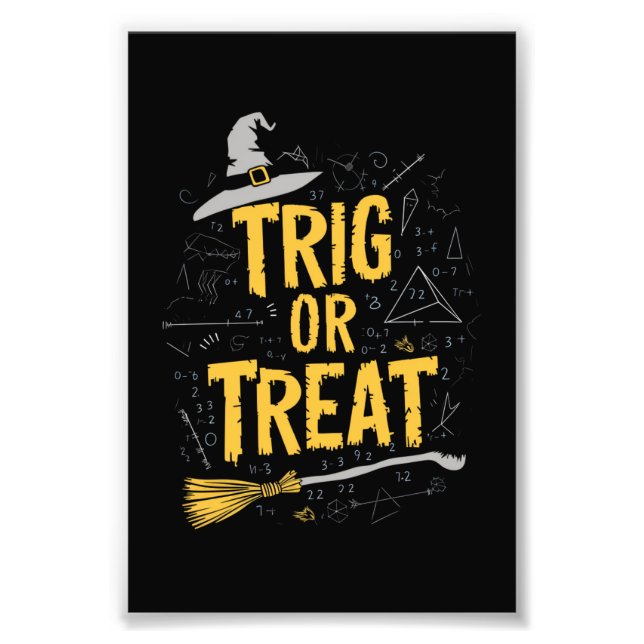 Halloween Math Teacher Trig eller Treat School Fototryck (Framsidan)